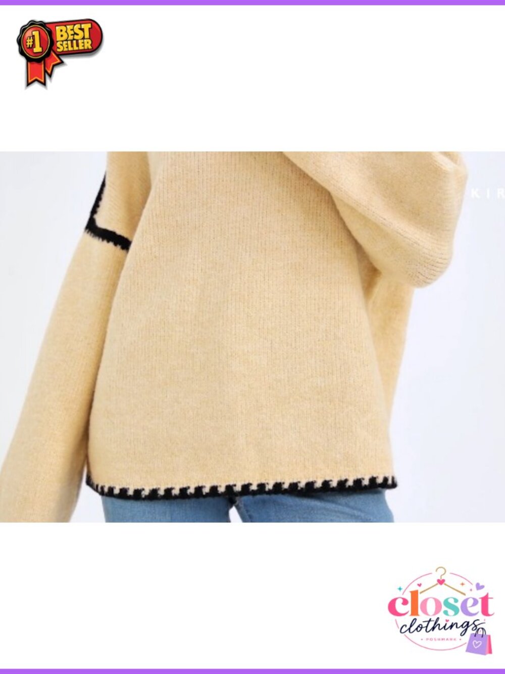 Oversized Chunky Knit Pullover Sweater Crewneck Long Sleeve Drop Shoulder - Picture 6 of 6